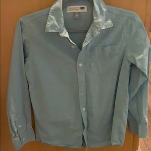 Light blue, long sleeve button up shirt